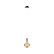 Pendant lamp with black cord and warm white bulb light for modern living spaces