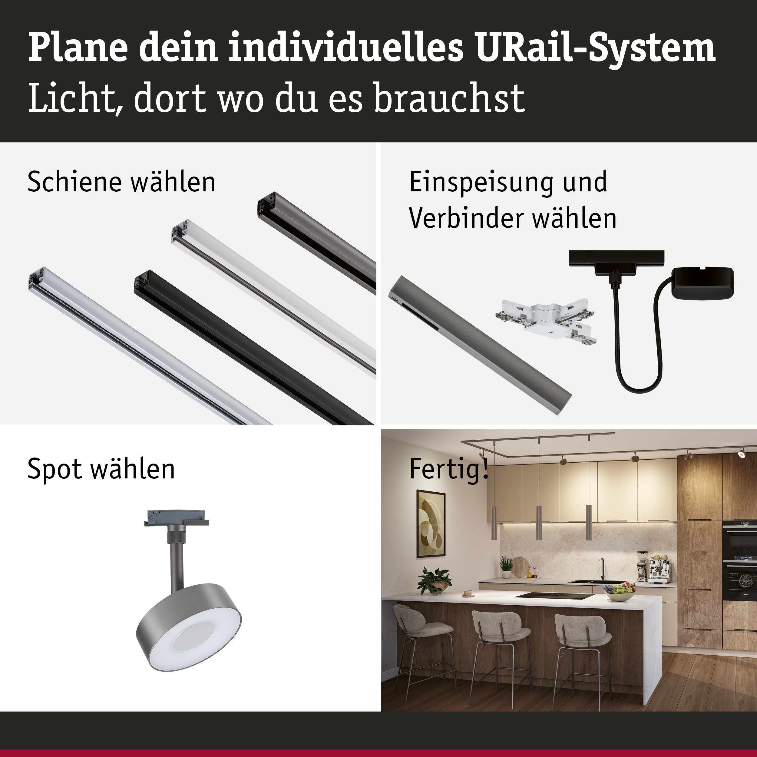 URail Schienenspot 3-Step-Dim Circle 220lm 3W White Select dimmbar 230V Titanium