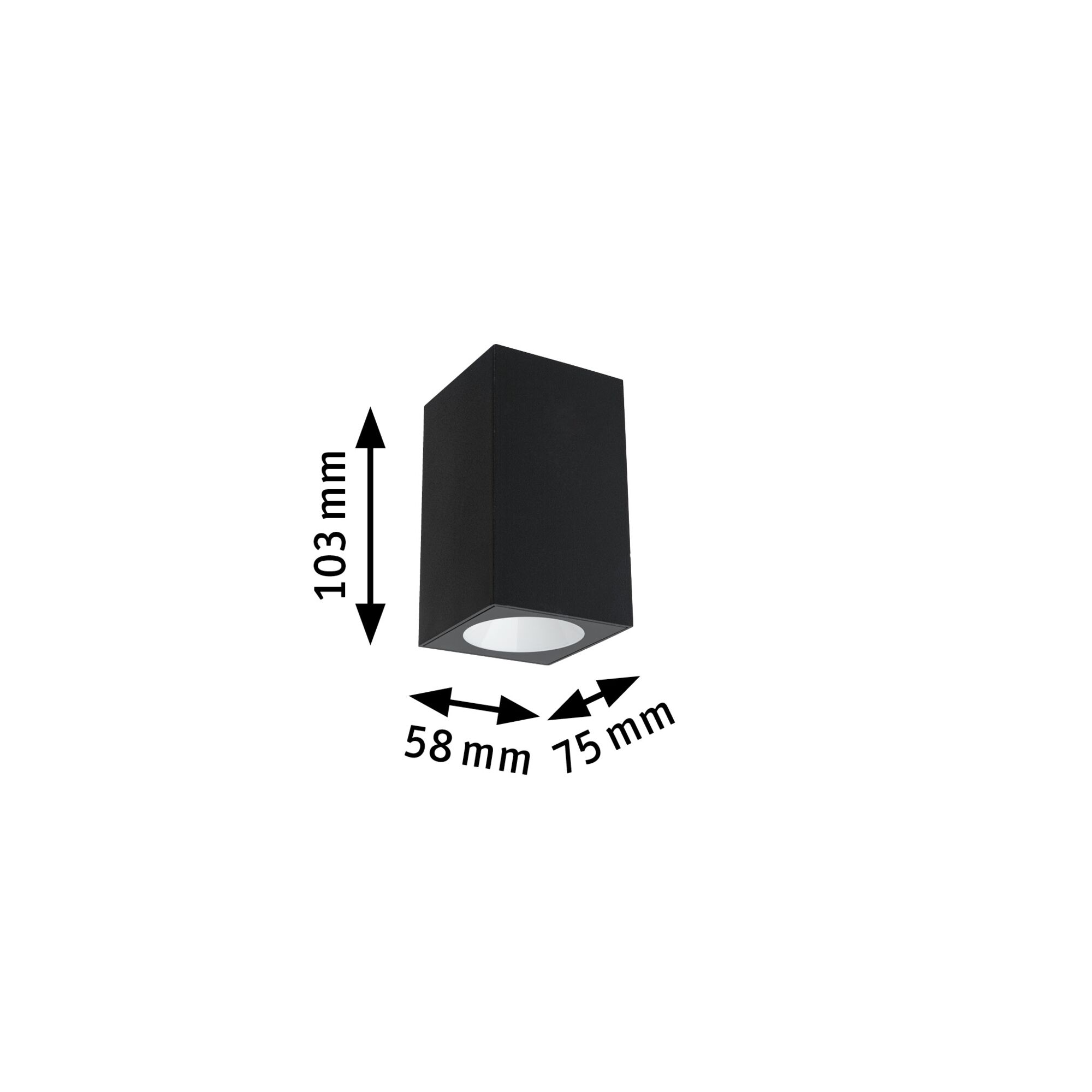 Plafonnier LED rectangulaire noir en métal de 103x75x58 mm pour un éclairage moderne