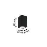 Black rectangular metal LED ceiling light measuring 103x75x58 mm for modern lighting solutions