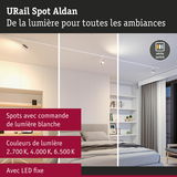 URail Spot Aldan spot LED avec couleurs de lumière réglables dans une chambre moderne