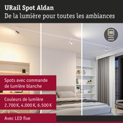 Spot LED URail Spot Aldan blanc avec commande de couleur de lumière pour intérieur