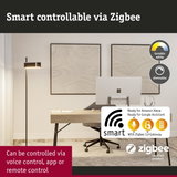 Modern black floor lamp with dimmable tunable white LED, smart home control via Zigbee and voice assistant