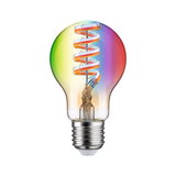 Colorful LED bulb with spiral filament and E27 base for decorative lighting and ambiance