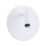 Modern white metal LED wall spotlight with round base and touch switch for accent lighting