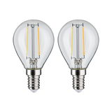 Twee heldere LED-filamentlampen met E14-fitting voor energiezuinige verlichting.