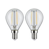 Zwei klare LED-Filament-Glühbirnen mit E14-Fassung für energiesparende Beleuchtung.