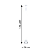 Witte metalen hanglamp met chromen ring, 121,4 cm lang en 84 mm diameter, moderne LED-verlichting