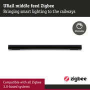 Black URail Middle Feed Zigbee rail with dimmable feature for smart railway lighting solutions