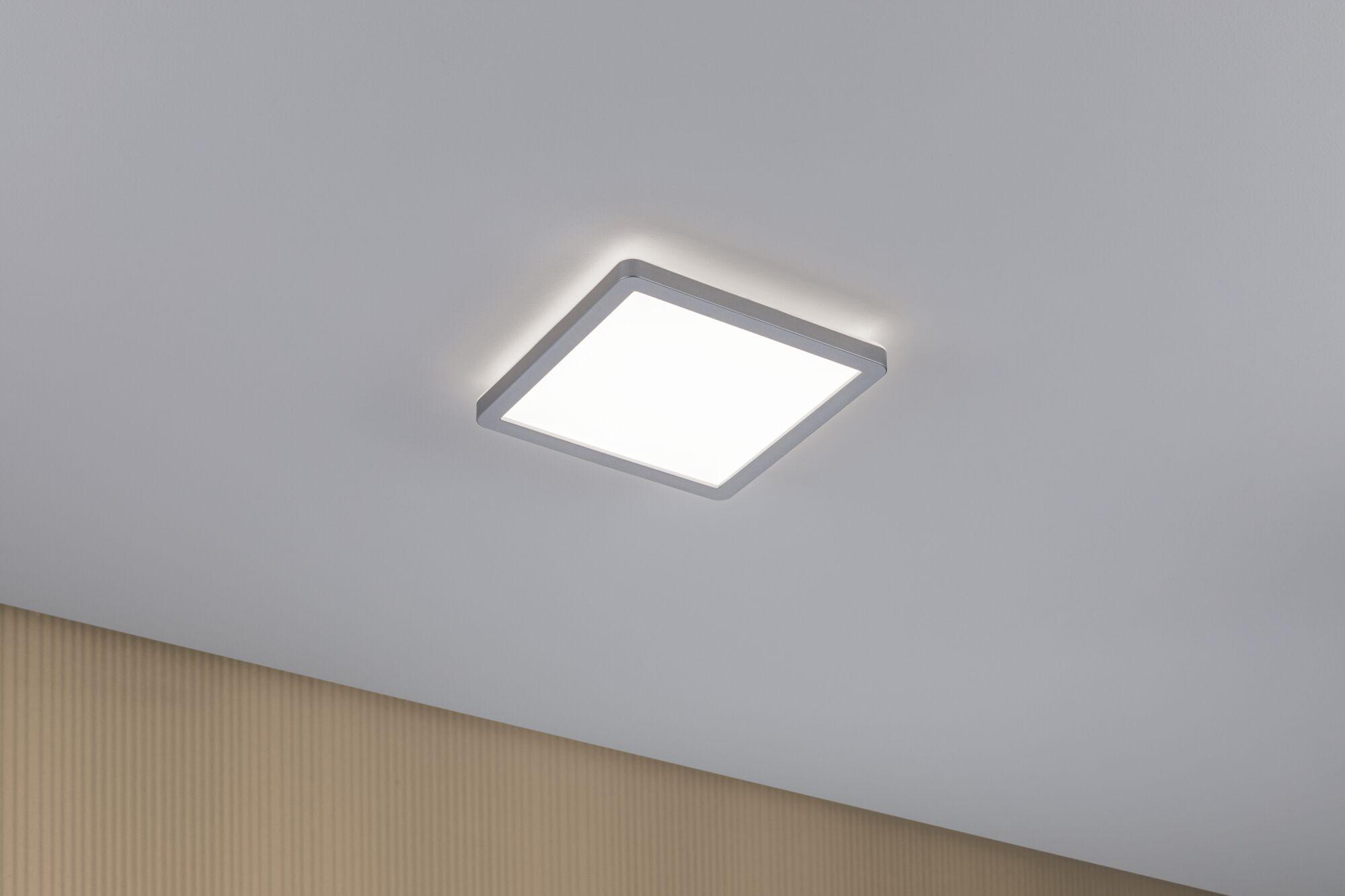 Quadratische LED-Deckenleuchte aus Aluminium in Weiß mit indirekter Beleuchtung für Wohnräume