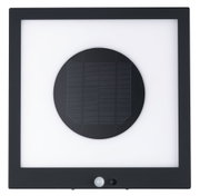 Schwarze Solarleuchte mit Bewegungsmelder und weißem Lichtpanel für Außenbereiche