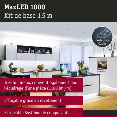 Kit LED MaxLED 1000 1,5 m avec protection pour un éclairage lumineux de cuisine et pièce
