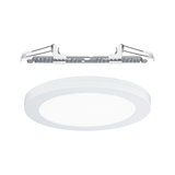 Round white LED recessed panel with metal springs for ceiling installation, energy-saving lighting