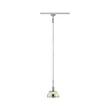 Suspension moderne avec verre irisé et câble métal argenté pour éclairage intérieur élégant