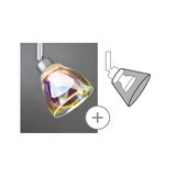Bunter Glas-Spot mit silbernem Metallhalter für flexible LED-Beleuchtung im Innenbereich