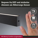Schwarze LED-Leuchte mit Näherungssensor und Memory-Funktion zum stufenlosen Dimmen und Ein-/Ausschalten