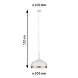 Weiße Metall-Pendelleuchte mit goldfarbenem Rand, 110 cm lang, 30 cm Durchmesser, moderne LED-Leuchte