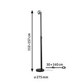 Black metal floor lamp with adjustable height 112-157 cm and 275 mm diameter base