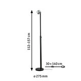 Zwarte metalen vloerlamp met verstelbare hoogte 112-157 cm en 275 mm diameter voet
