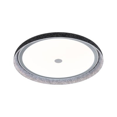 Plafonnier rond avec diffuseur blanc et bord en feutre gris, éclairage LED moderne