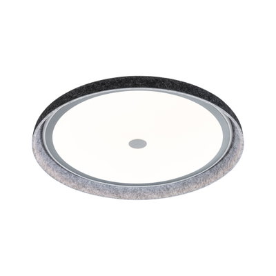 Runde Deckenleuchte mit weißem Diffusor und grauem Filzrand, moderne LED Raumbeleuchtung
