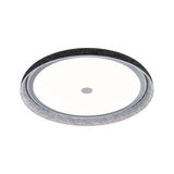 Plafonnier rond avec diffuseur blanc et bord en feutre gris, éclairage LED moderne