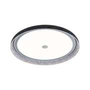 Plafonnier rond avec diffuseur blanc et bord en feutre gris, éclairage LED moderne