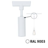 White RAL 9003 metal ceiling spotlight for track system with LED lighting