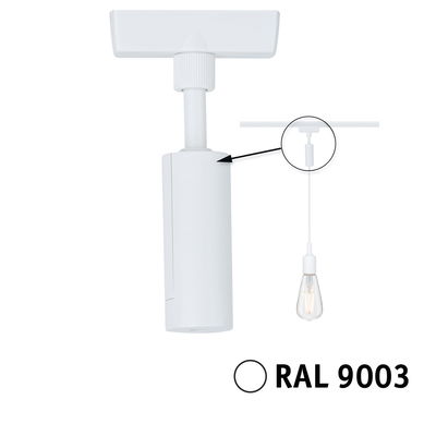 White RAL 9003 metal ceiling spotlight for track system with LED lighting
