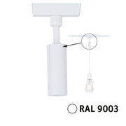 Weißer RAL 9003 Deckenadapter aus Kunststoff für LED-Schienenbeleuchtung mit Detailansicht