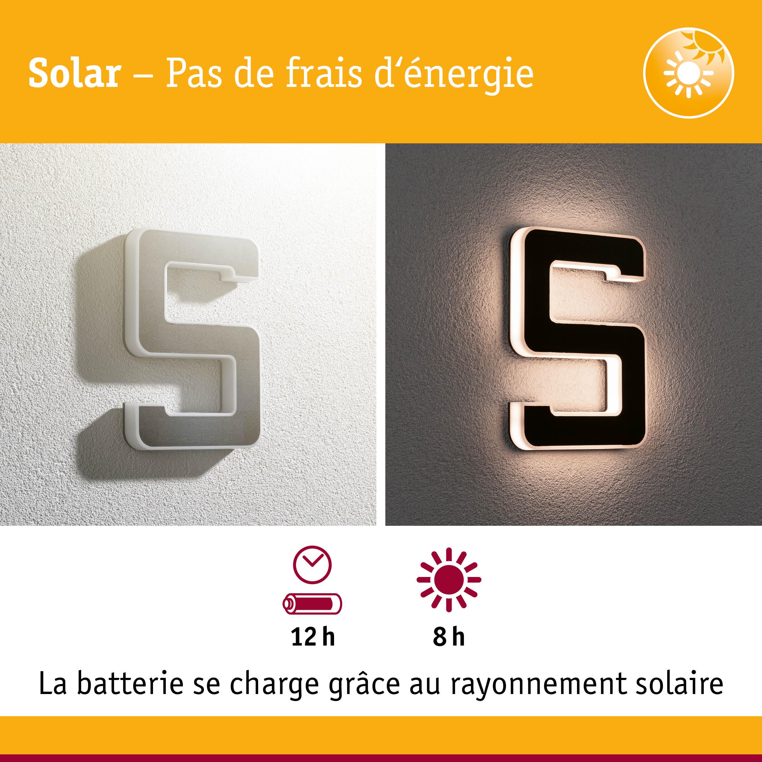 Applique murale solaire en forme de S avec cadre blanc et lumière blanche chaude pour éclairage économique
