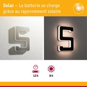 Applique murale solaire blanche et noire avec éclairage LED et longue autonomie de batterie