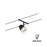 Sort LED-kabelspot med hvid diffuser, moderne minimalistisk loftslampe uden pære inkluderet