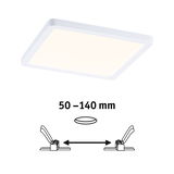 Weißes quadratisches LED-Deckenpanel mit einstellbarem Abstand von 50 bis 140 mm für moderne Beleuchtung.