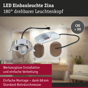 LED Einbauleuchte Zina in Weiß mit 180° drehbarem Leuchtenkopf und CRI über 90 für Wohnräume
