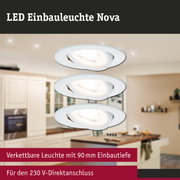Weiße LED Einbauleuchte Nova mit schwenkbarem Spot in moderner Küche, energiesparende Deckenbeleuchtung