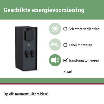 Zwarte transformator met beschermkap en aansluitingen voor energiezuinige verlichtingssystemen