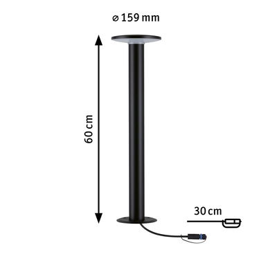 Sort metal loftstøtte 60 cm høj med 159 mm diameter og 30 cm kabel
