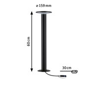 Black metal ceiling support 60 cm high with 159 mm diameter and 30 cm cable length