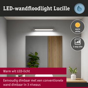 LED-wandflitser Lucille met warm wit licht en 3-staps dimfunctie voor badkamerverlichting