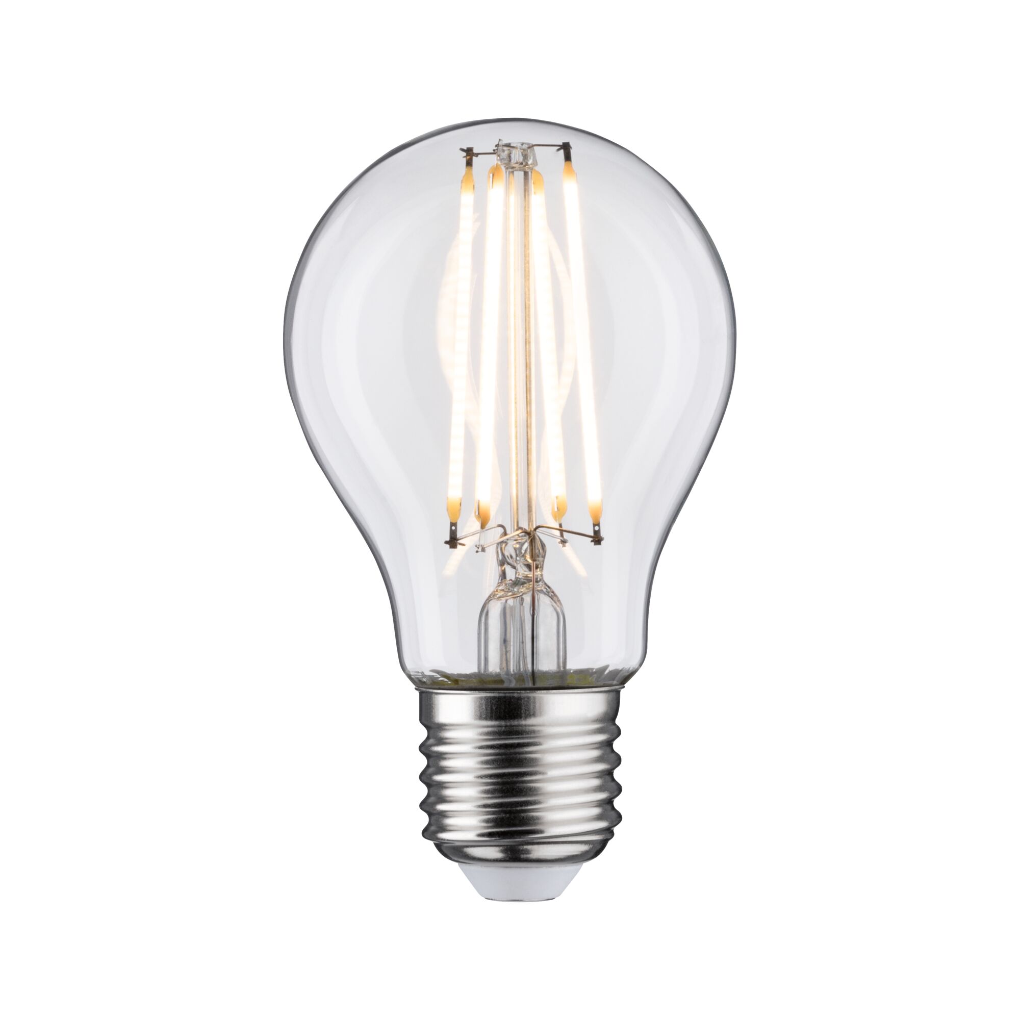 Ampoule LED classique avec verre transparent et culot à vis argenté pour un éclairage économique