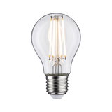 Classic LED light bulb with clear glass and silver screw base for energy-efficient lighting