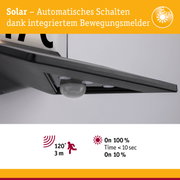 Schwarzer Solar-Bewegungsmelder mit automatischem Schalten und 120° Erfassungswinkel für Außenbeleuchtung