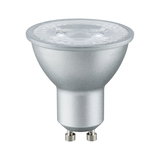 Silver LED spotlight with GU10 base made of aluminum for energy-efficient lighting