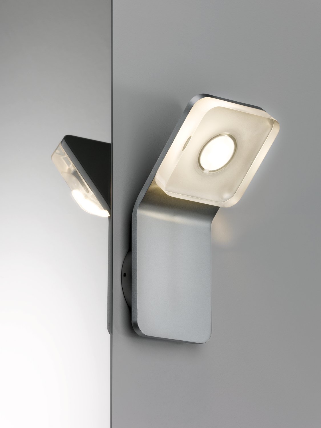 Wand- en spiegellamp vierkant Tucana LED IP44 4,5 W Alu, helder, metaal, acryl