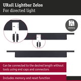 Black URail Lightbar Zelos metal track light with memory and reset function for directed lighting