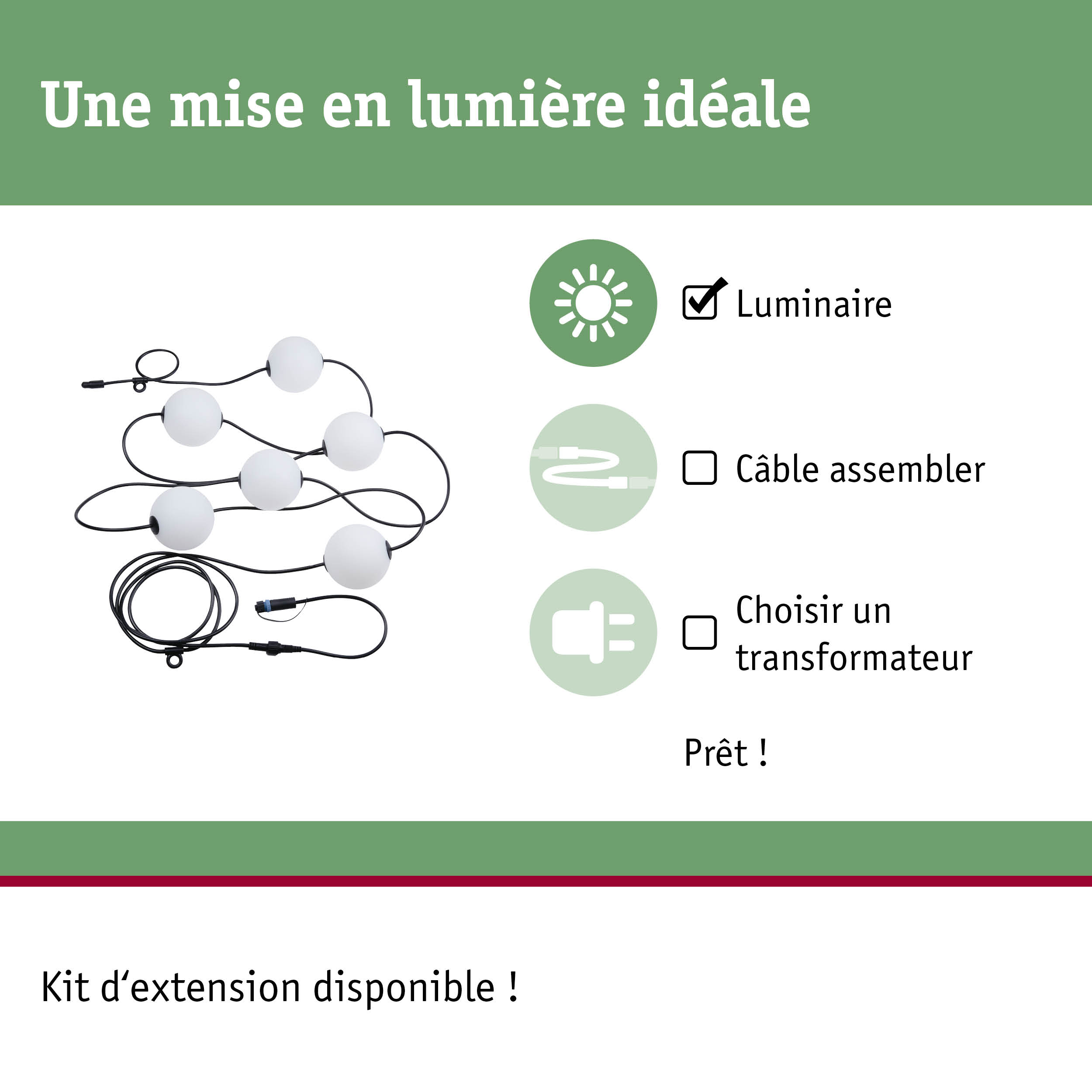 Câble noir avec lampes LED blanches en forme de globe pour éclairage décoratif intérieur