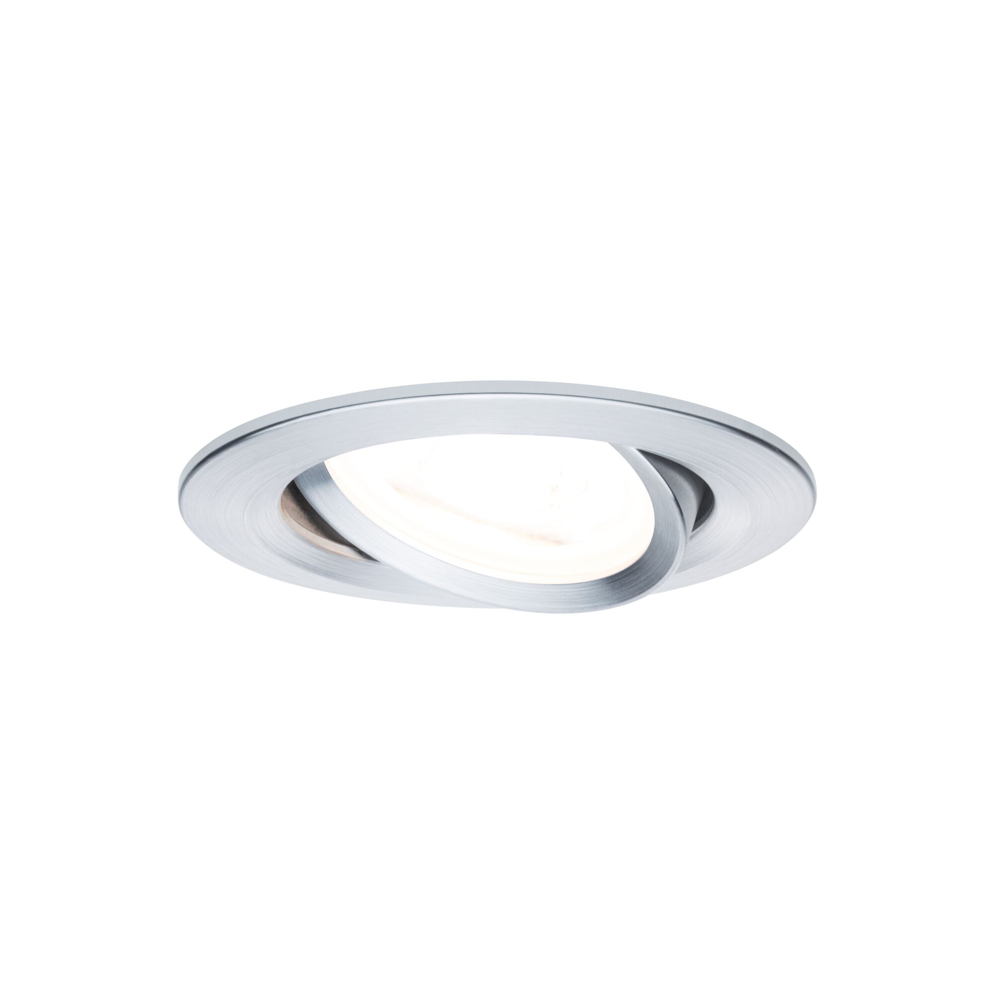 Round recessed spotlight in brushed silver aluminum with adjustable head for LED lighting solutions