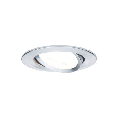 Round recessed spotlight in brushed silver aluminum with adjustable head for LED lighting solutions