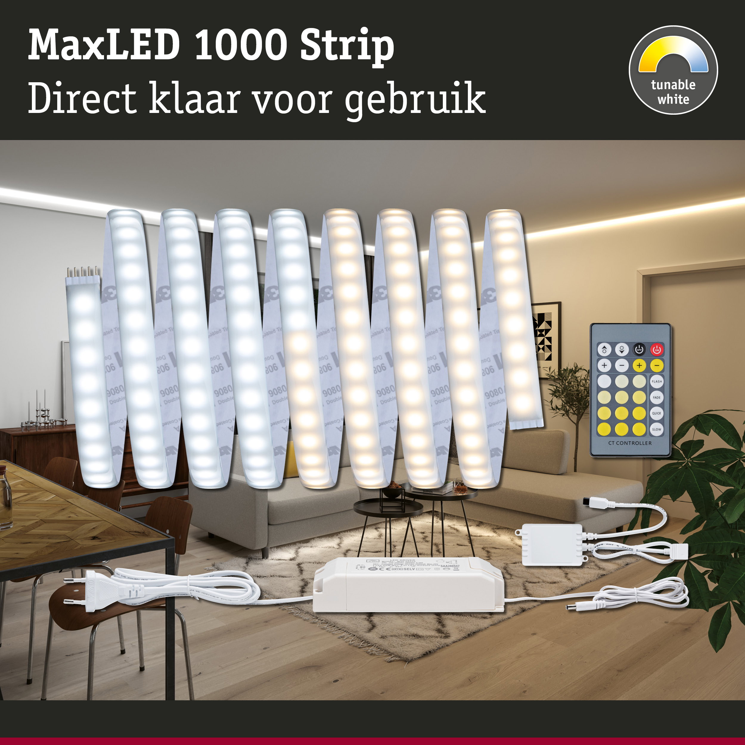 MaxLED 1000 LED-strip met instelbaar wit licht en afstandsbediening voor sfeerverlichting